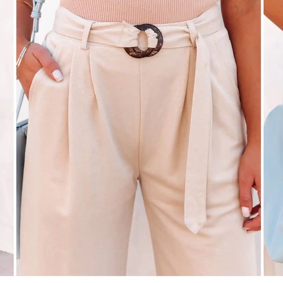 New POCKETED BELTED TROUSERS - CHAMPAGNE - Picture 2 of 5